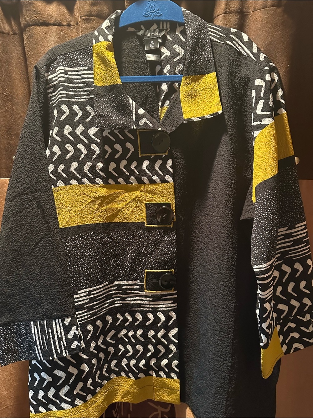 Ali Miles Moonlight Black and Yellow Graphic  Top